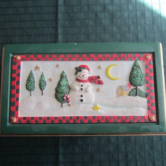 Christmas Holiday Wood Painted Snowman Small 6 Drawer Jewelry Trinket Box - Picture 4 of 11